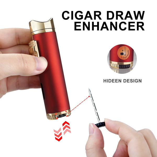 Cigar Lighter Windproof Mini Pocket 3 Jet Torch Blue Flame Butane Gas Torch Cigarette Lighters Cigar Accessories with Needle