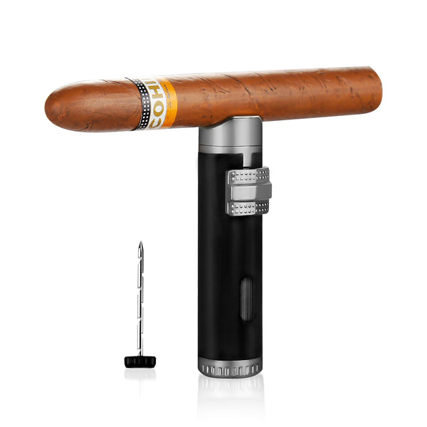 Cigar Lighter Windproof Mini Pocket 3 Jet Torch Blue Flame Butane Gas Torch Cigarette Lighters Cigar Accessories with Needle