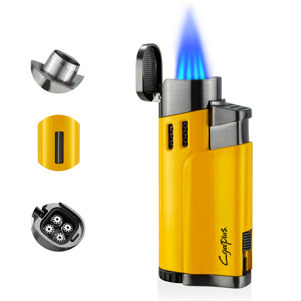 Torch Lighter with Punch 4 Jet Refillbale Lighters Windproof
