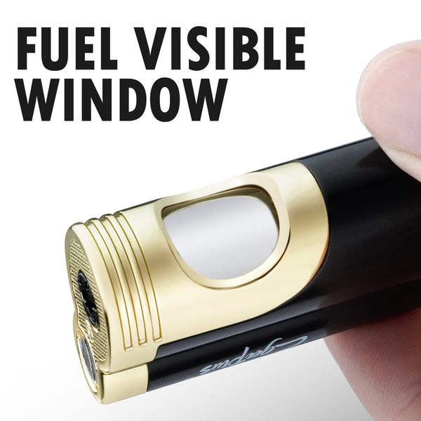 Cigar Torch Butane Lighters Fuel Refillable Lighter with Punch Cutter and Set Double Jet Strong Flame Windproof