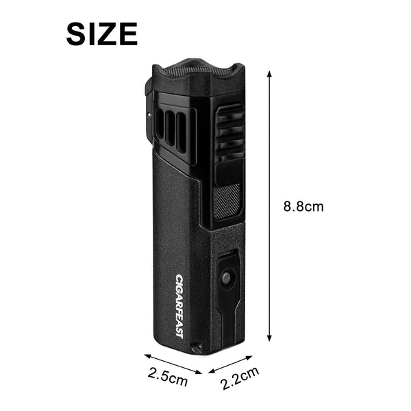 Cigar Torch Lighter Butane Refillable Lighters for Smoking Weed Windproof Lighters with Cigar Punch Mini Torch Holder on Top