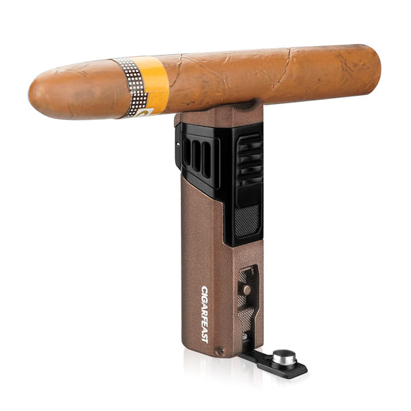 Cigar Torch Lighter Butane Refillable Lighters for Smoking Weed Windproof Lighters with Cigar Punch Mini Torch Holder on Top