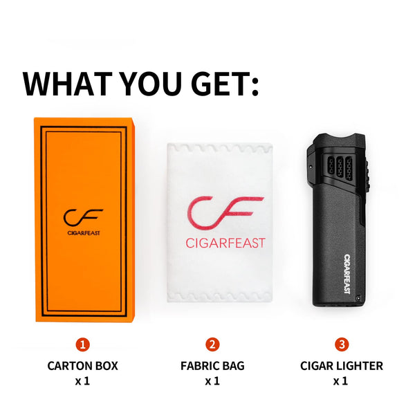 Cigar Torch Lighter Butane Refillable Lighters for Smoking Weed Windproof Lighters with Cigar Punch Mini Torch Holder on Top