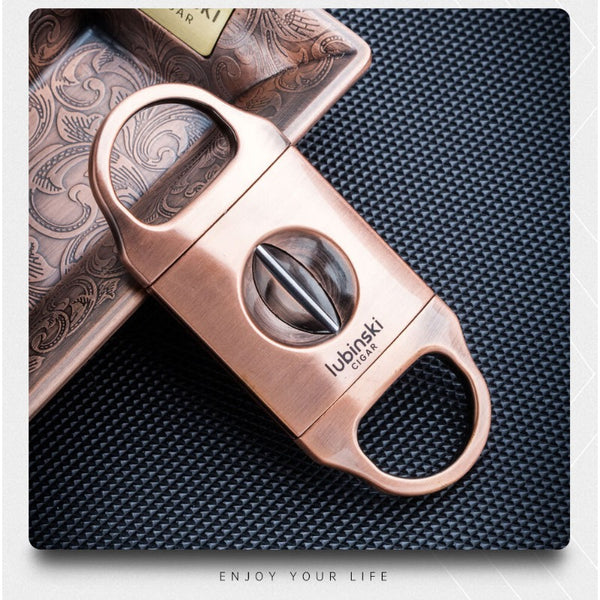 LUBINSKI Cigar Set Three Piece Zinc Alloy Lighter V-Scissor Ashtray 3 Direct Charge Windproof Gift Box Set