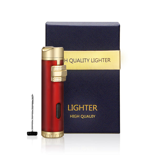 Cigar Lighter Windproof Mini Pocket 3 Jet Torch Blue Flame Butane Gas Torch Cigarette Lighters Cigar Accessories with Needle