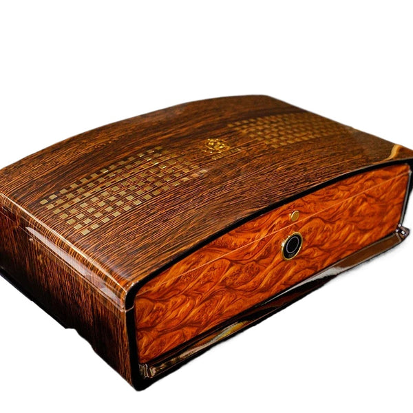 GUEVARA Cigar Humidor Box Hygrometer Humidifier Portable Cigar Accessories Glass Window Cigarette Cedar Wood Case for Men GIft