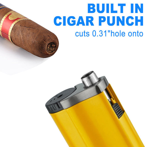 Torch Lighter with Punch 4 Jet Refillbale Lighters Windproof