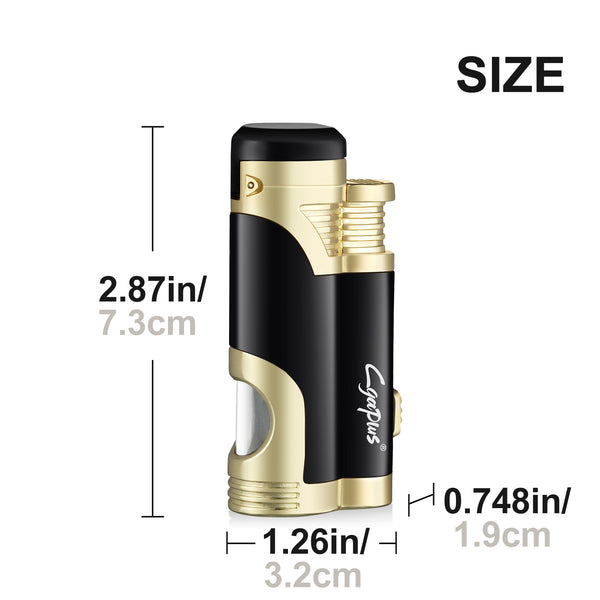 Cigar Torch Butane Lighters Fuel Refillable Lighter with Punch Cutter and Set Double Jet Strong Flame Windproof