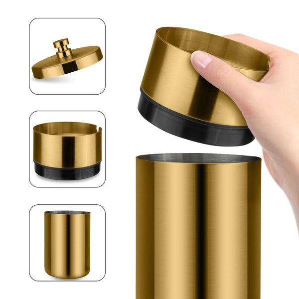 cgaplus Car Ashtray with Lid Smell Proof Stainless Steel Portable Ash Tray for Car Cup Holder Detachable Windproof Extinguished Cigarette Bucket Automotive Ashtrays for Outdoor Home Office