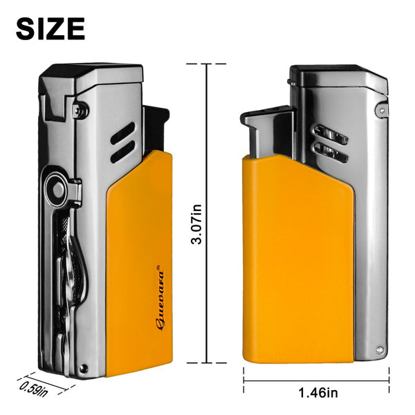 Guevara Metal Windproof Cigar Lighter Single Jet Flame Torch Cigarette Lighters with Cigar Punch Needle Gift Box Pocket Lighters