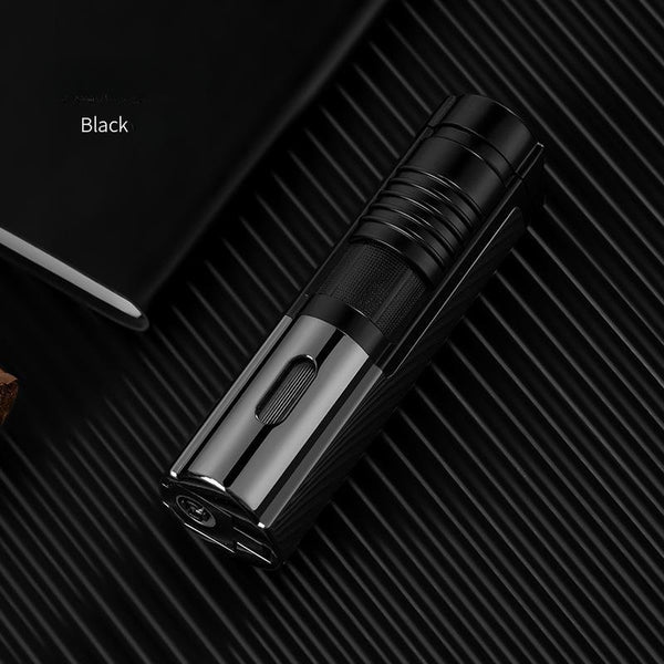 Windproof Cigar Lighter with Cutter 3 Jet Blue Flame Torch Lighters Multipurpose Direct Charge Smoking Accessories Gift for Men