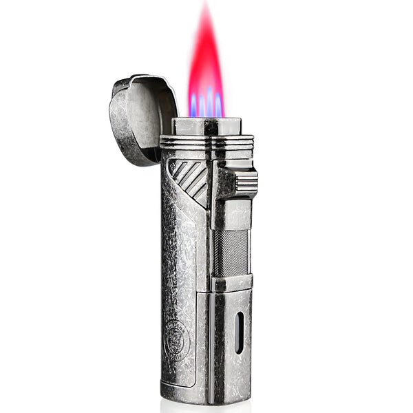 Guevara Jet Torch Cigar Lighter with Cigar Punch Windproof Flame Butane Torch Refillable Lighters for Cigar Smoking
