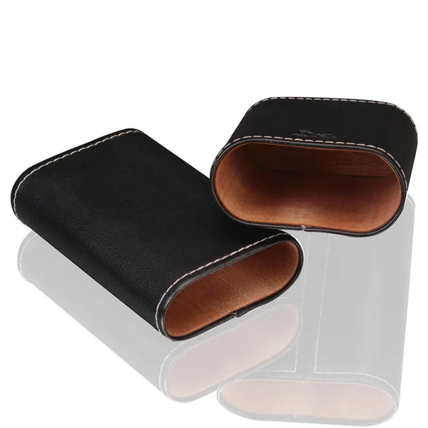 LUBINSKI Travel Leather Cigar Case Humidor Holder 3 Tubes Humidor Box with  Travel Accessories Pocket