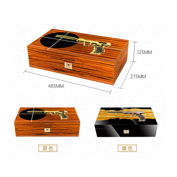 LUBINSKI  Humidor Cigar Box Glass  Cedar Wood  Capacity Big Cigar Humidor Box Home Storage Cigars Tool Box W/ Hygrometer