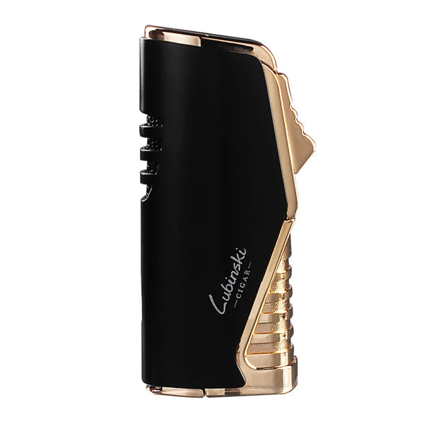 LUBINSKI Cigar Cigarette Tobacco Lighter 3 Torch Jet Flame Refillable With Punch Smoking Tool Accessories Portable