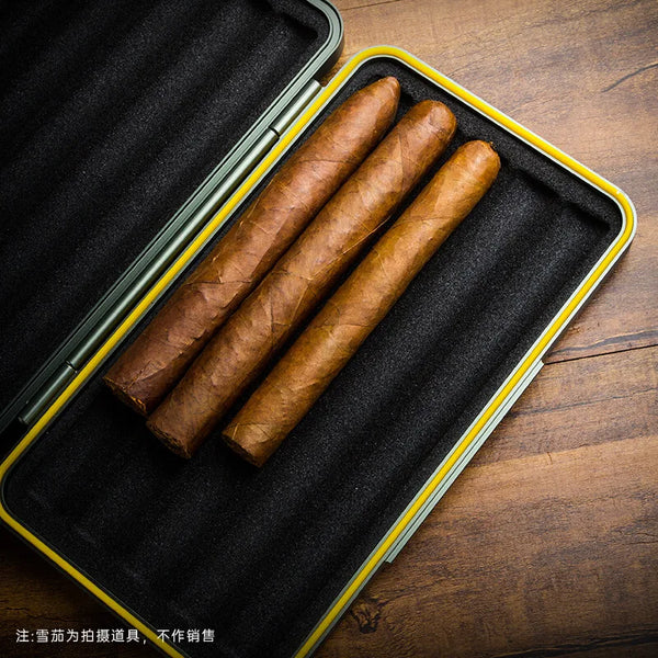 LUBINSKI Travel Humidor Box Cigar Case Leather Cedar Wood Sigaren Box With Hygrometer Humidifier  Portable Cigar Humidor