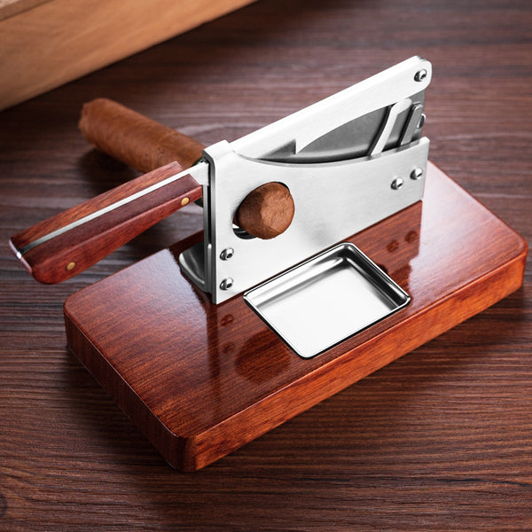 Eggplant Cigar Scissors Desktop Solid Wood Stainless Steel Sharp Cigar Cutter Living Room Office Cigar Cutting Appliance