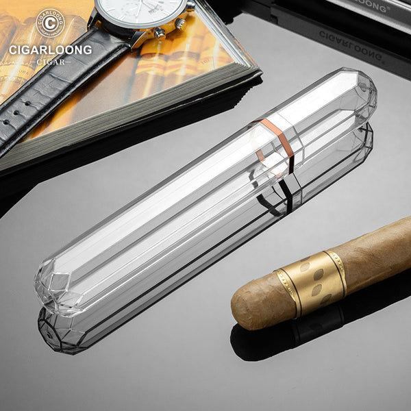 Cigar tube transparent acrylic simple and fashionable large diameter portable travel cigar moisturizing tube CI-25A