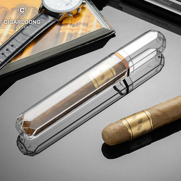 Cigar tube transparent acrylic simple and fashionable large diameter portable travel cigar moisturizing tube CI-25A