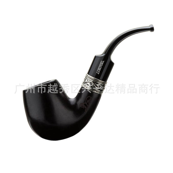 LUBINSKI pipe, ebony silver ring pipe, vintage carved 9mm flue, Rubinsky pipe