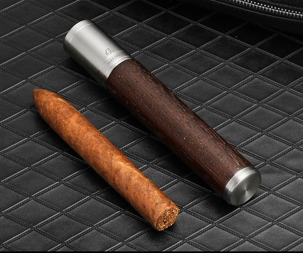 Single cigar tube travel portable aluminum cigar humidor metal sealed humidification tube wholesale gift box set