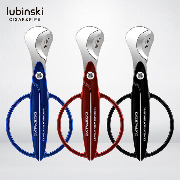 Lubinsky Cigar Scissors Zinc Alloy Stainless Steel Blade with Leather Case LUBINSKI Cigar Scissors Gift Box