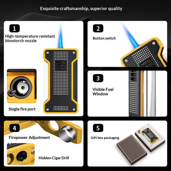 Cigar lighter Windproof straight punch lighter Portable with cigar drill Metal cigar lighter CB-25IL1