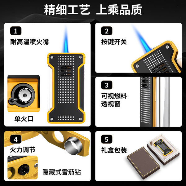 Cigar lighter Windproof straight punch lighter Portable with cigar drill Metal cigar lighter CB-25IL1