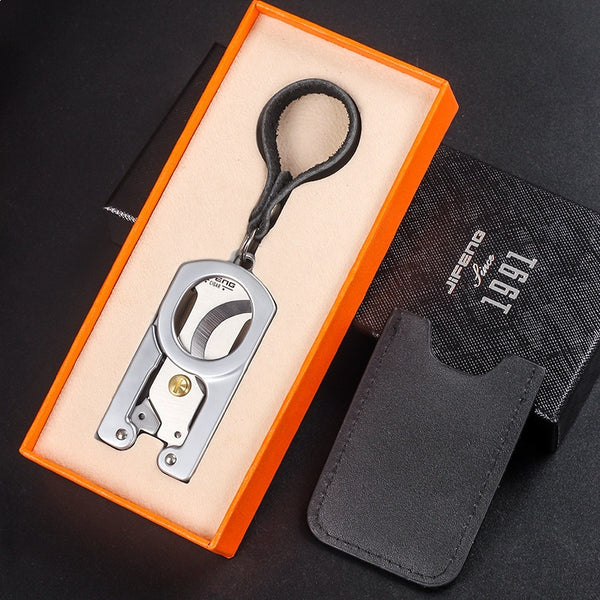 Folding Cigar Scissors Portable Stainless Steel Blade Belt Keychain Luxury Cigar Knife Accessories
