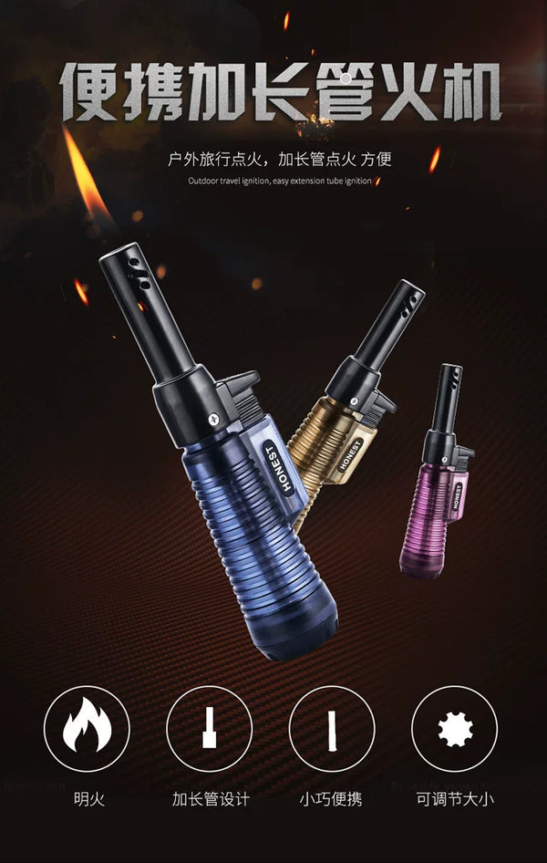 Extended inflatable lighter, transparent gas compartment, household pipe candle portable igniter