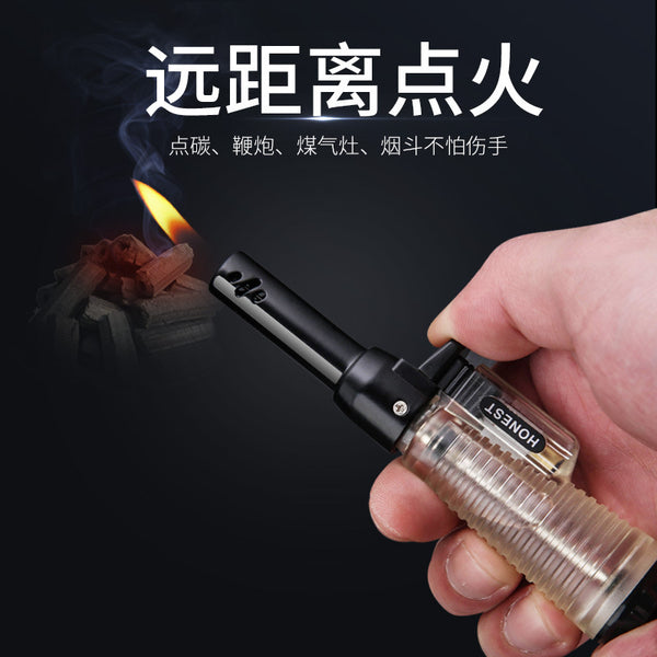 Extended inflatable lighter, transparent gas compartment, household pipe candle portable igniter