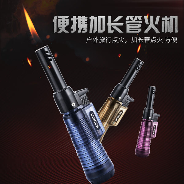Extended inflatable lighter, transparent gas compartment, household pipe candle portable igniter