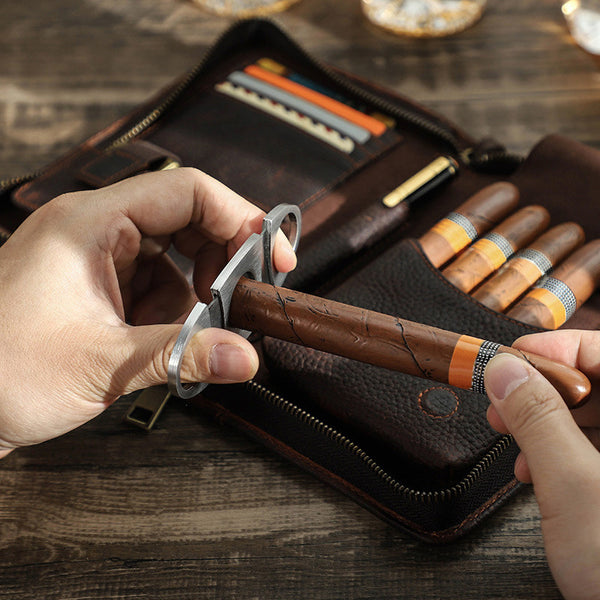 Cigar Cigar Set Cigar Cigarette Set Portable Cigar Box Vintage Crazy Horse Cowhide Cigar Set