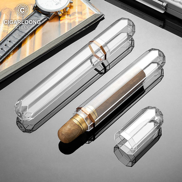Cigar tube transparent acrylic simple and fashionable large diameter portable travel cigar moisturizing tube CI-25A