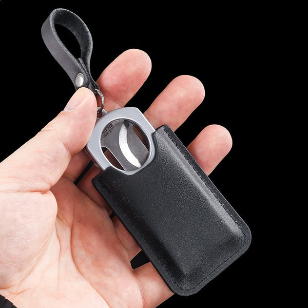 Folding Cigar Scissors Portable Stainless Steel Blade Belt Keychain Luxury Cigar Knife Accessories