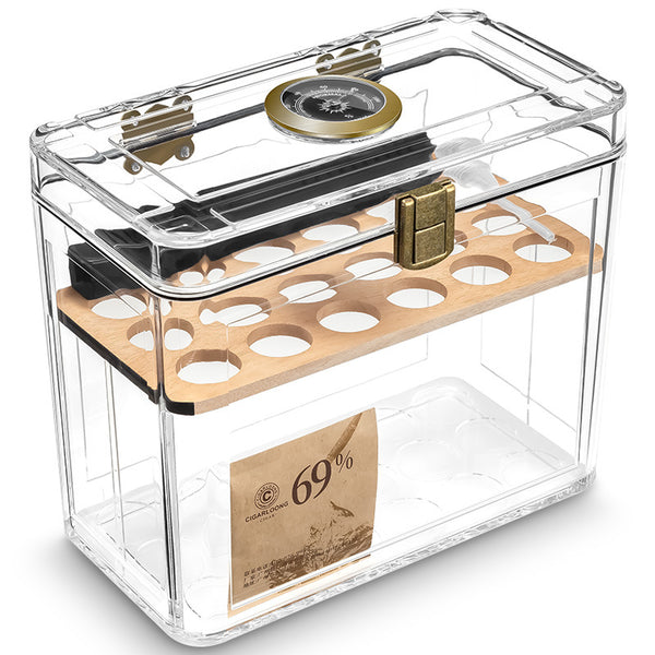 Large Cigar humidor Acrylic Humidor Large Capacity Design Built-in Thermometer Moisture-proof Transparent Moisturizing Box