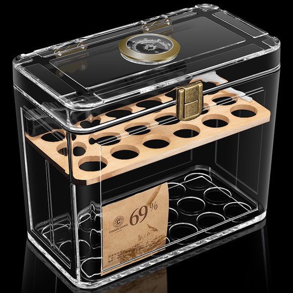 Large Cigar humidor Acrylic Humidor Large Capacity Design Built-in Thermometer Moisture-proof Transparent Moisturizing Box