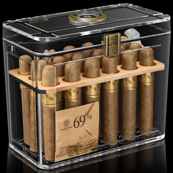 Large Cigar humidor Acrylic Humidor Large Capacity Design Built-in Thermometer Moisture-proof Transparent Moisturizing Box