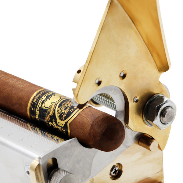 Lafuli cigar cutter - desktop model, crafted with special steel and red hardwood, stainless steel blades for sharpness and durability, large ring gauge