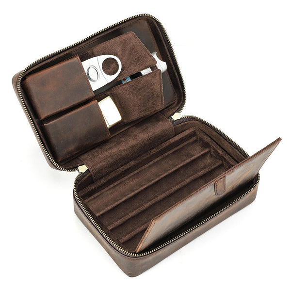 Cigar Cigar Set Cigar Cigarette Set Portable Cigar Box Vintage Crazy Horse Cowhide Cigar Set