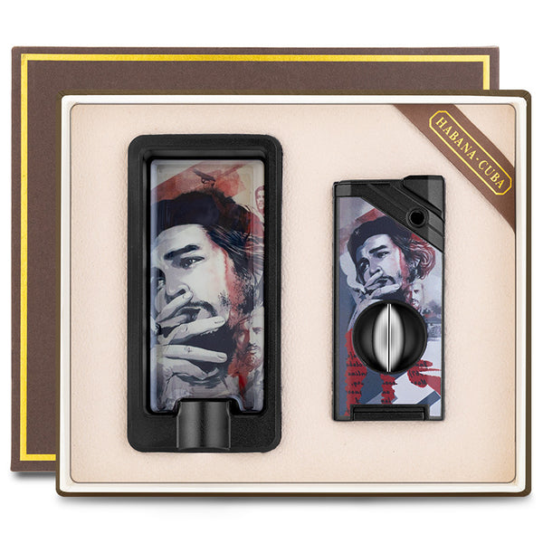 Cigar Lighter and cigar ashtray Set 2-piece Cool Cigar Ashtray Windproof Portable  Lighter Gift Box Set