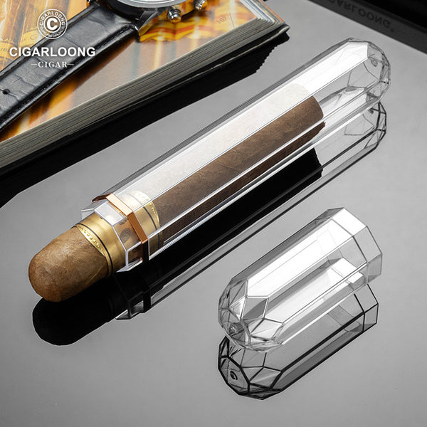 Cigar tube transparent acrylic simple and fashionable large diameter portable travel cigar moisturizing tube CI-25A