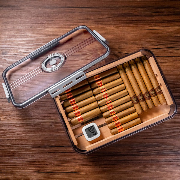 Cigar box sealed maintenance cigar moisture box built-in cigar hygrometer cedar wood chip wooden shelf
