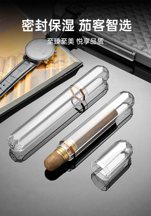 Cigar tube transparent acrylic simple and fashionable large diameter portable travel cigar moisturizing tube CI-25A