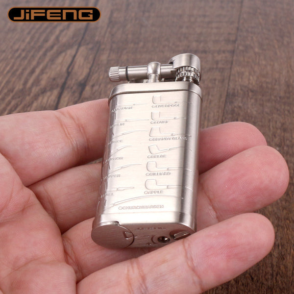 Pipe Lighter Oblique Fire Gas Retro with Shredded Tobacco Pipe Press Rod Multifunctional Accessories Lighter