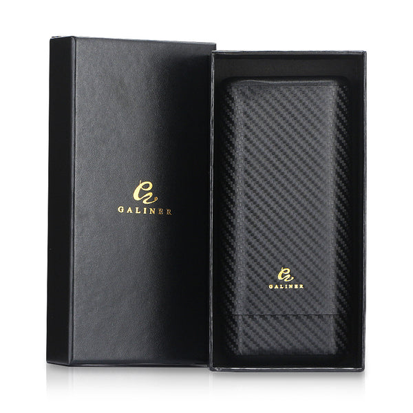 Cigar leather case carbon fiber cigar tube cedar wood sealed cigar box portable three pack humidifier