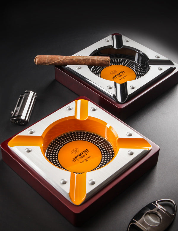 Monsoon Cigar Ashtray Metal Solid Wood Cuban Cigar Tools Cigar Tank Large Smoke Groove JF-3019