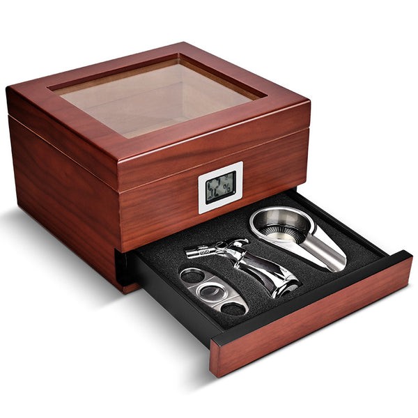 Cigar Box With Cigar lighter Cutter Ashtray Set