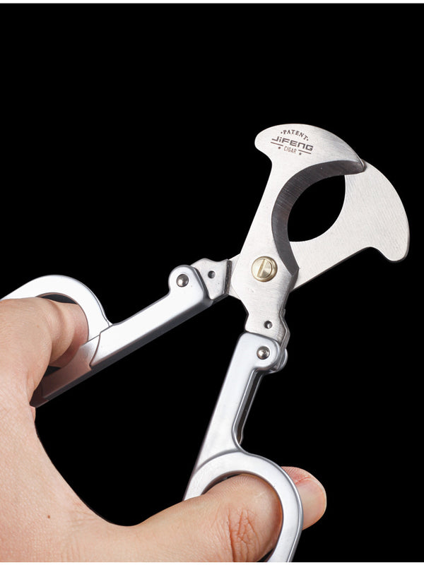 Folding Cigar Scissors Portable Stainless Steel Blade Belt Keychain Luxury Cigar Knife Accessories