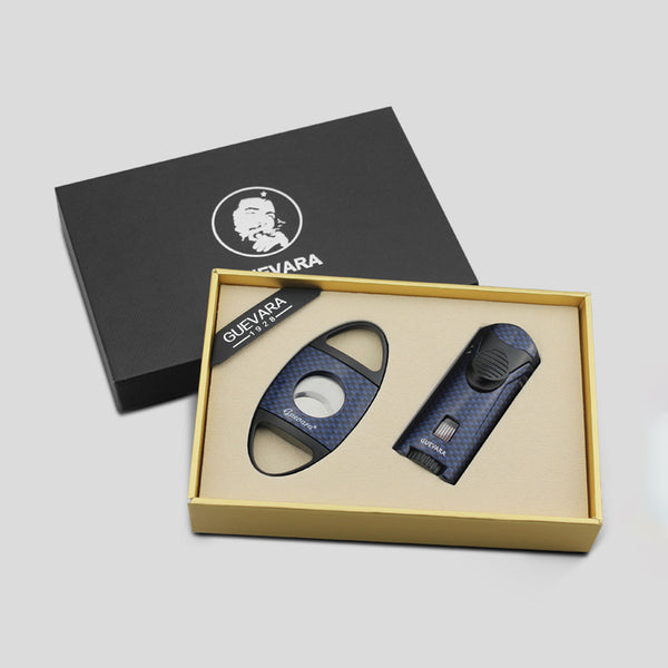 GUEVARA Cigar Scissors Lighter Set Wholesale, Windproof Lighter Sharp Double Blade Cigar Cutter